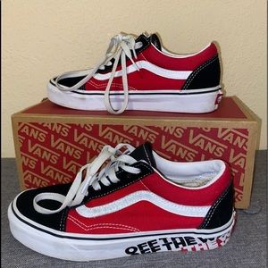 Old Skool Vans Black Red and White